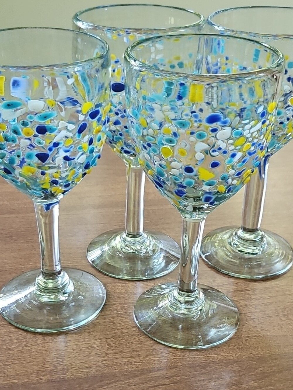 Hand-Blown Confetti Goblets- Set of 4